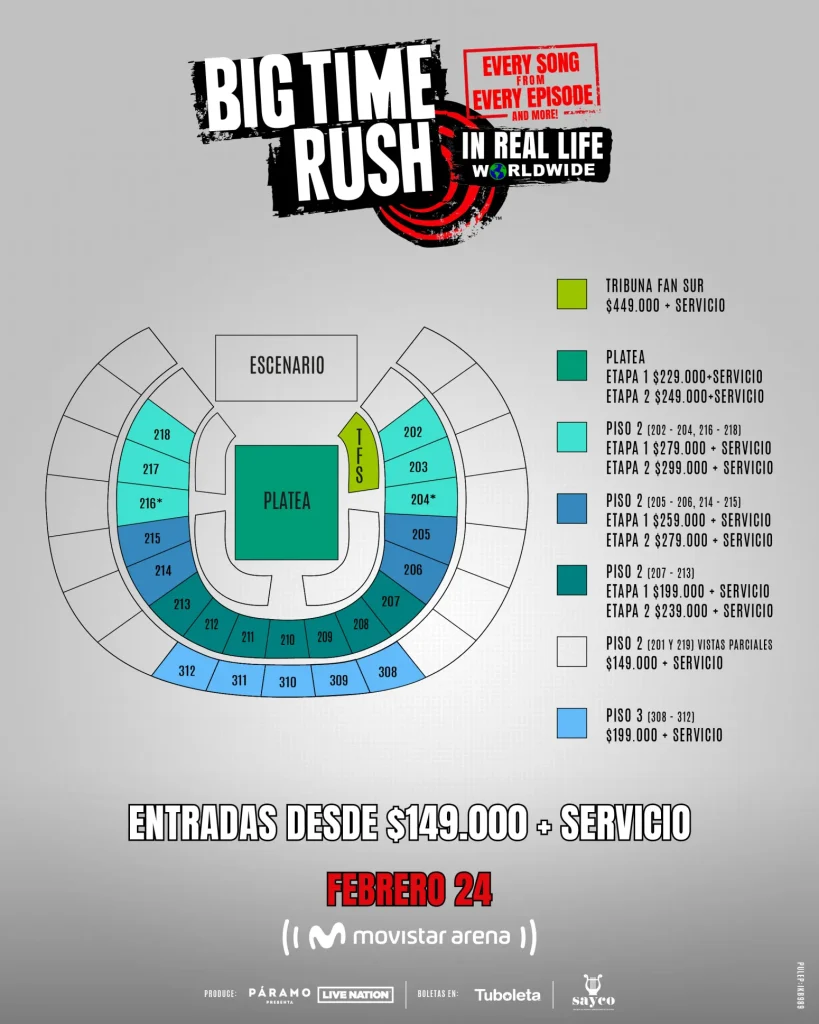 Boletas Big Time Rush Bogotá