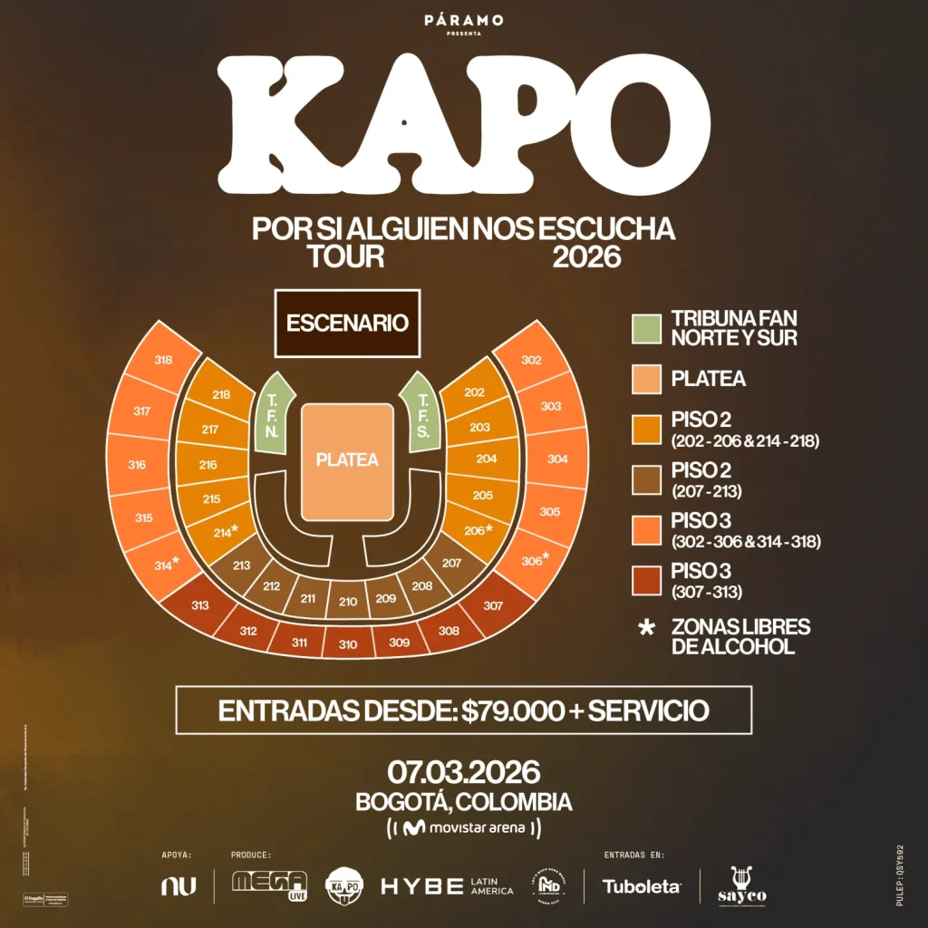 Kapo tour 2026 Colombia