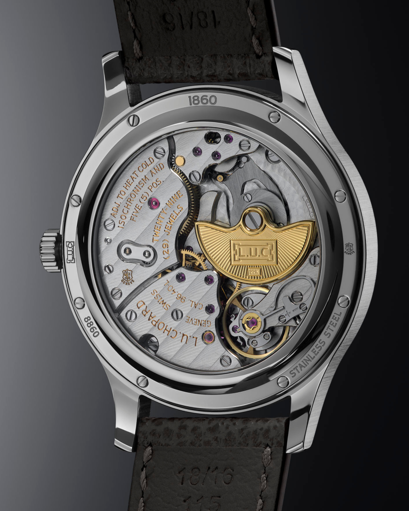 reloj Chopard LUC 1860 acero Lucent Steel detalle
