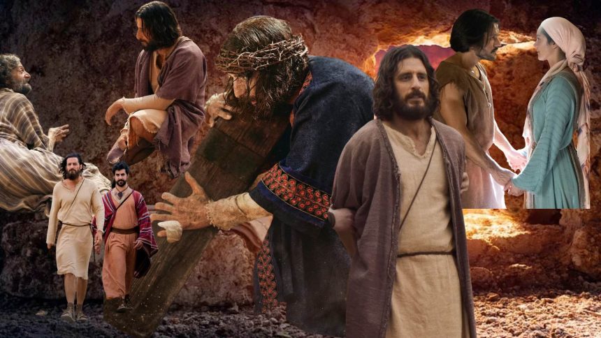 Primer plano de Jesús interpretado por Jonathan Roumie en The Chosen